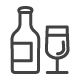 Ícono sector licores Ícono botella y copa de vino