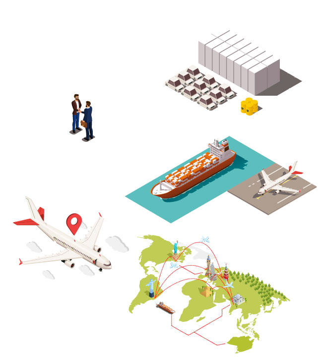 Infografía proceso optimización de transporte de carga internacional Figuras Figuras